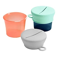 Bol à Collation avec Couvercle en Silicone - Marine / Orange