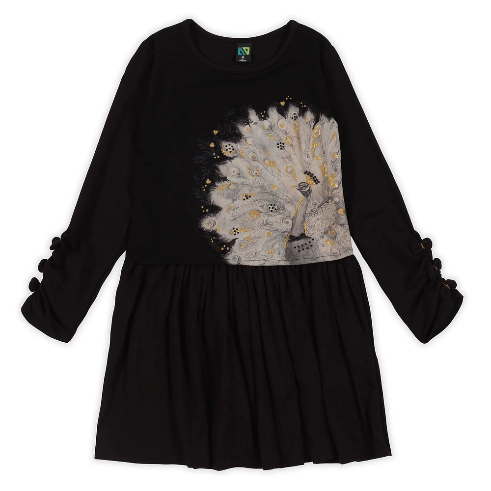 Confetti Peacock Dress 2-6y