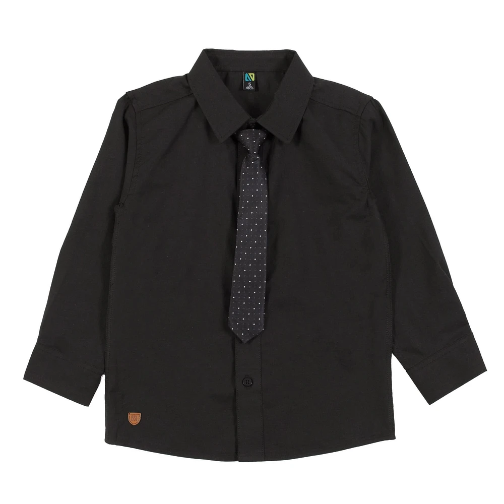 Chemise Manches Longues Cravate Noire 2-12ans