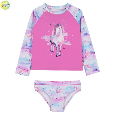 Maillot 2 Pièces UV Manches Longues Licorne 2-8ans