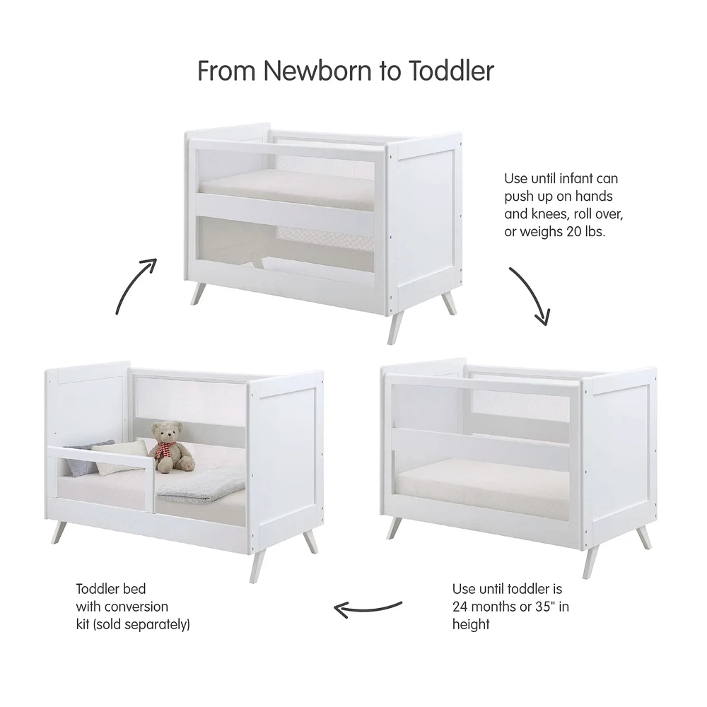 Breathable™ Mesh 3-in-1 Convertible Crib - White