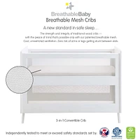 Breathable™ Mesh 3-in-1 Convertible Crib - White