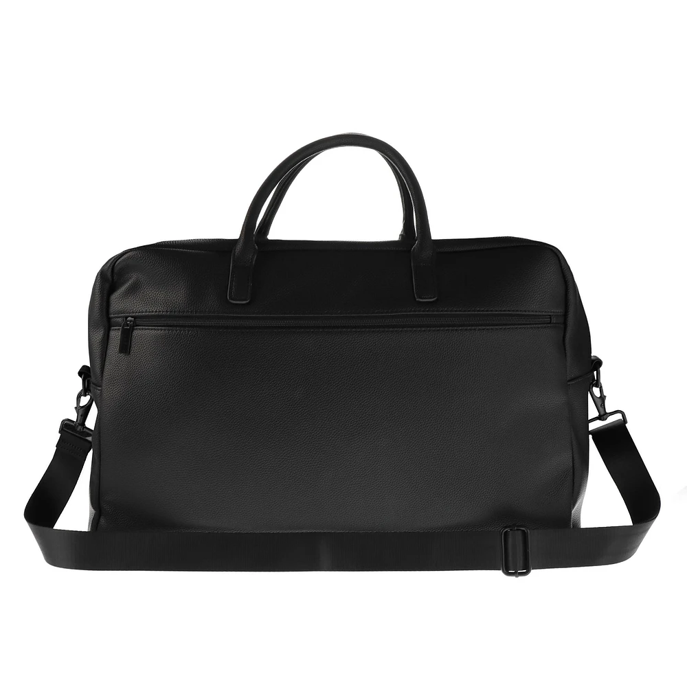 Vegan Leather Duffle Bag - Black