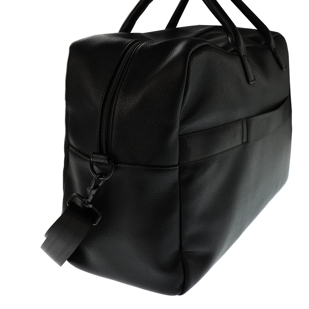Vegan Leather Duffle Bag - Black