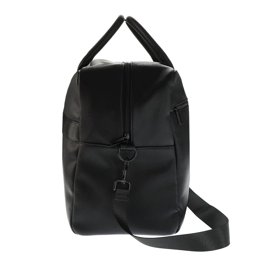 Vegan Leather Duffle Bag - Black