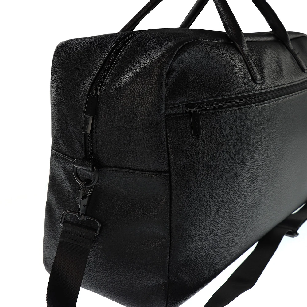 Vegan Leather Duffle Bag - Black