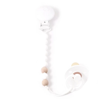 Mini Wood Pacifier Clip - White