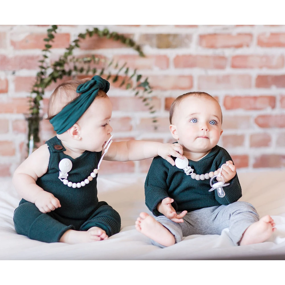 Mini Wood Pacifier Clip - White