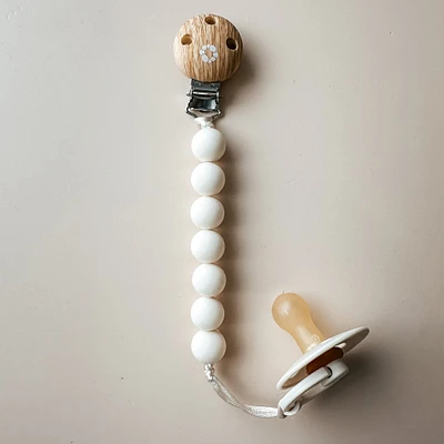 Pacifier-Clip Moon Wood White
