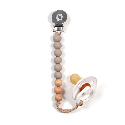 Pacifier Clip - Inox Wood Taupe