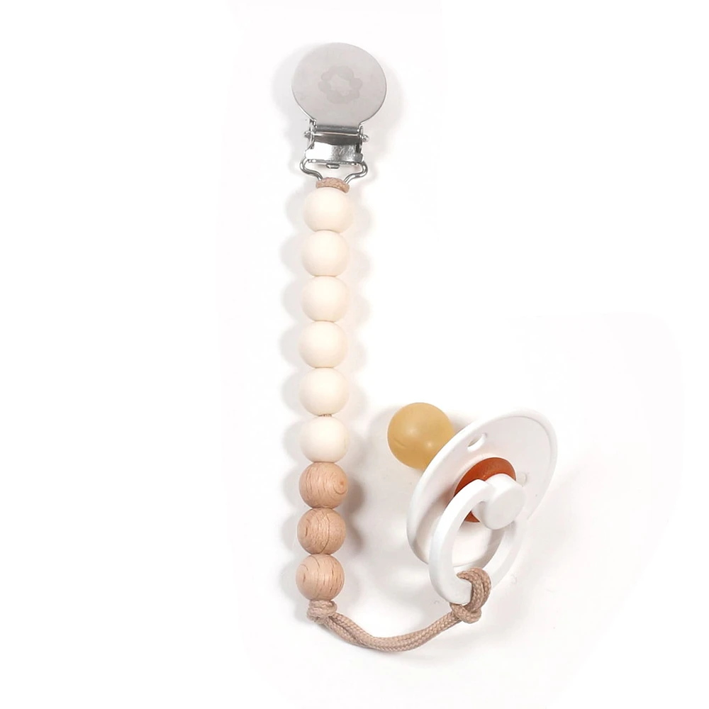 Pacifier Clip - Inox Wood Ivory