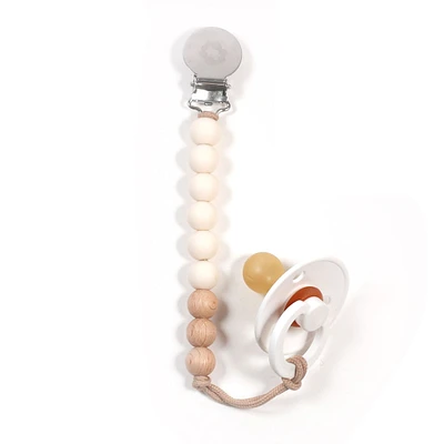 Pacifier Clip - Inox Wood Ivory