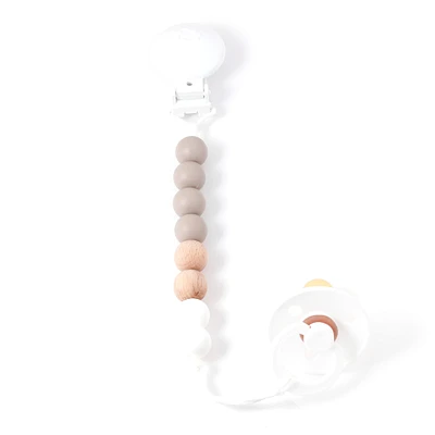 Maxi Wood Pacifier Clip - Taupe