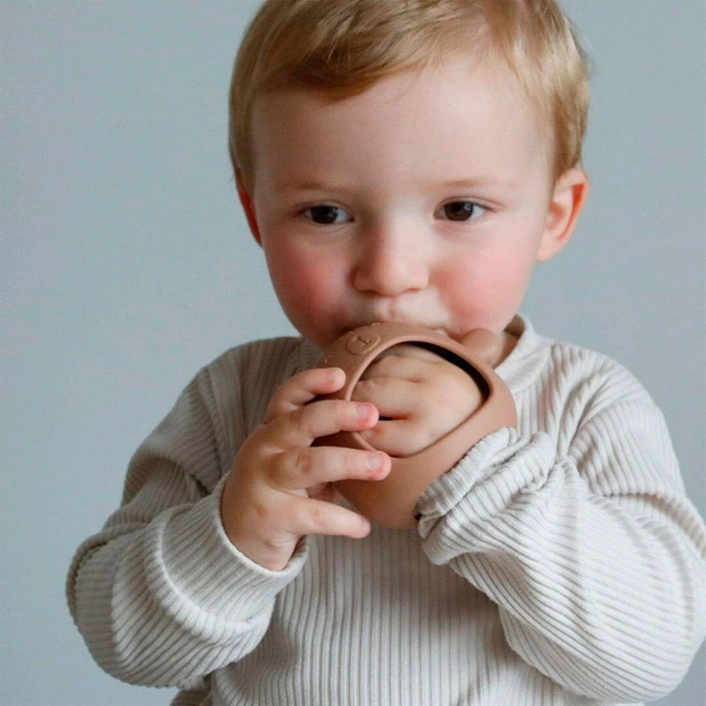 Silicone Teething Mitt - Blush Bear