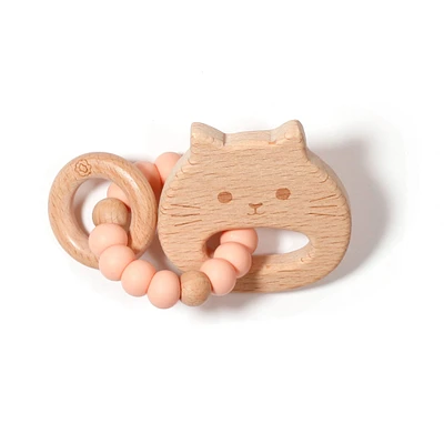 Cat Wood Rattle - Peach
