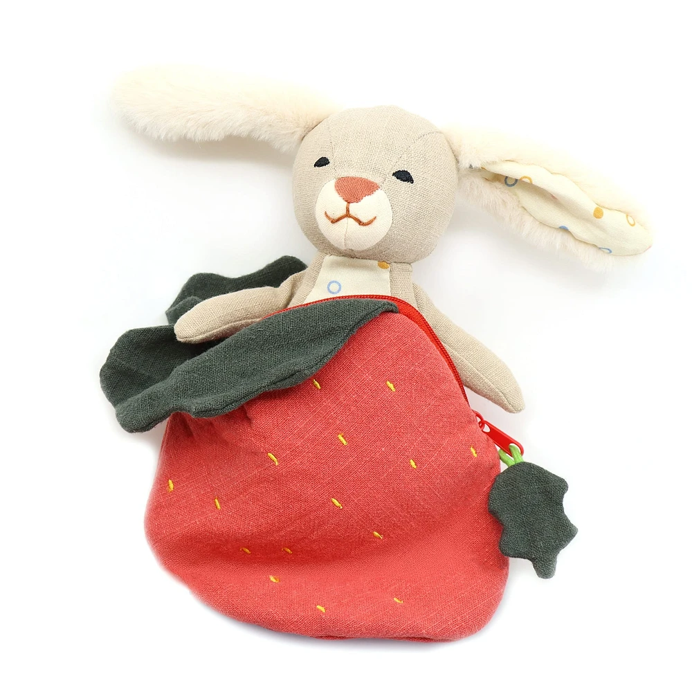 Peluche Lapin Fraise Mousseline