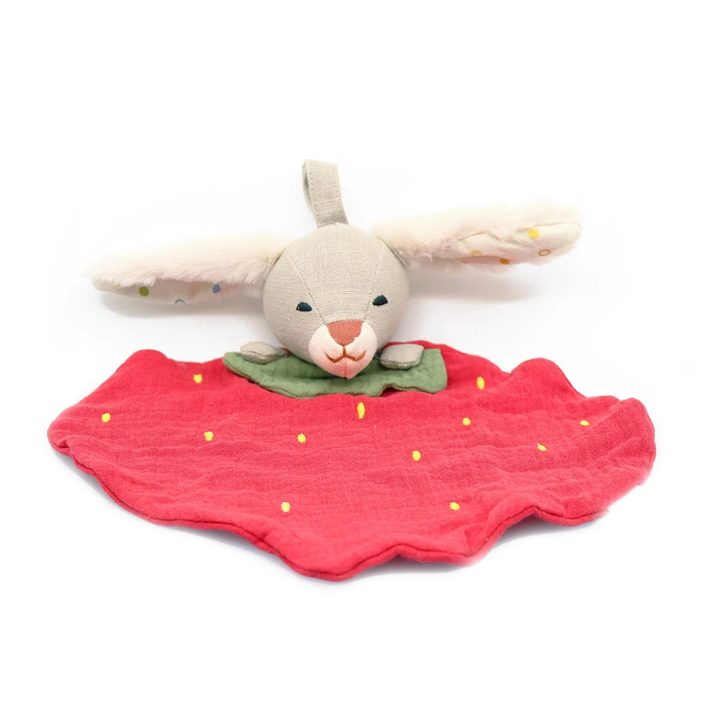 Doudou Mousseline Lapin Fraise