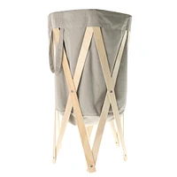 Laundry Basket - Taupe And Wood