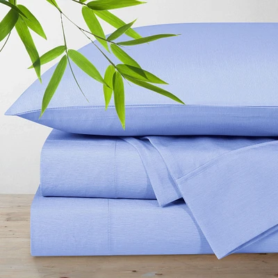 Ensemble Draps en Bambou Lit Double - Bleu