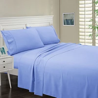 Ensemble Draps en Bambou Lit Double - Bleu