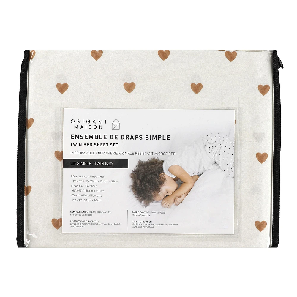 Ensemble Draps Lit Simple  - Coeurs