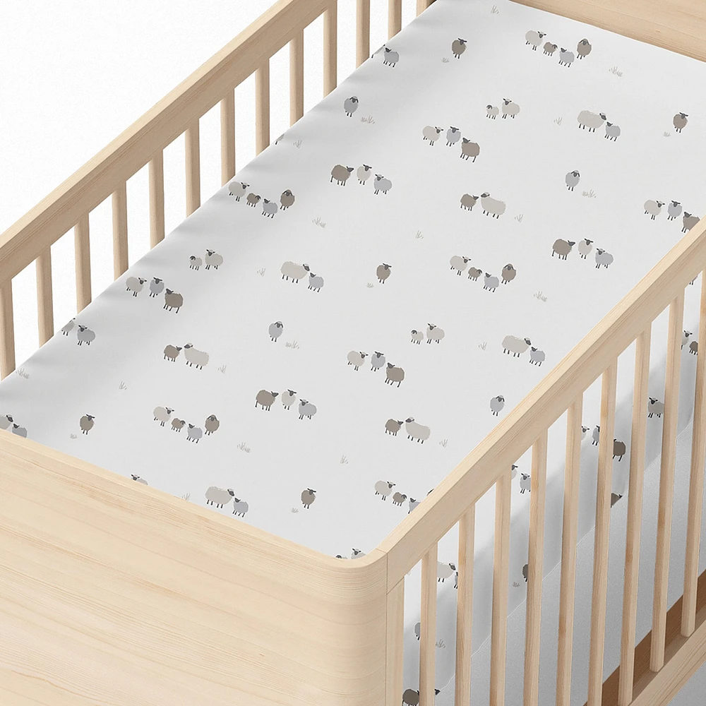 Drap Contour pour Lit de Bébé - Moutons (Laura Lémerveil Exclusivité)