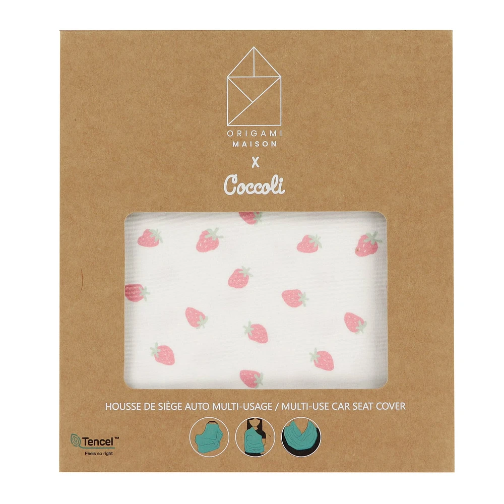 Housse 3-en-1 Siège d'Auto et Foulard d'Allaitement  - Fraises