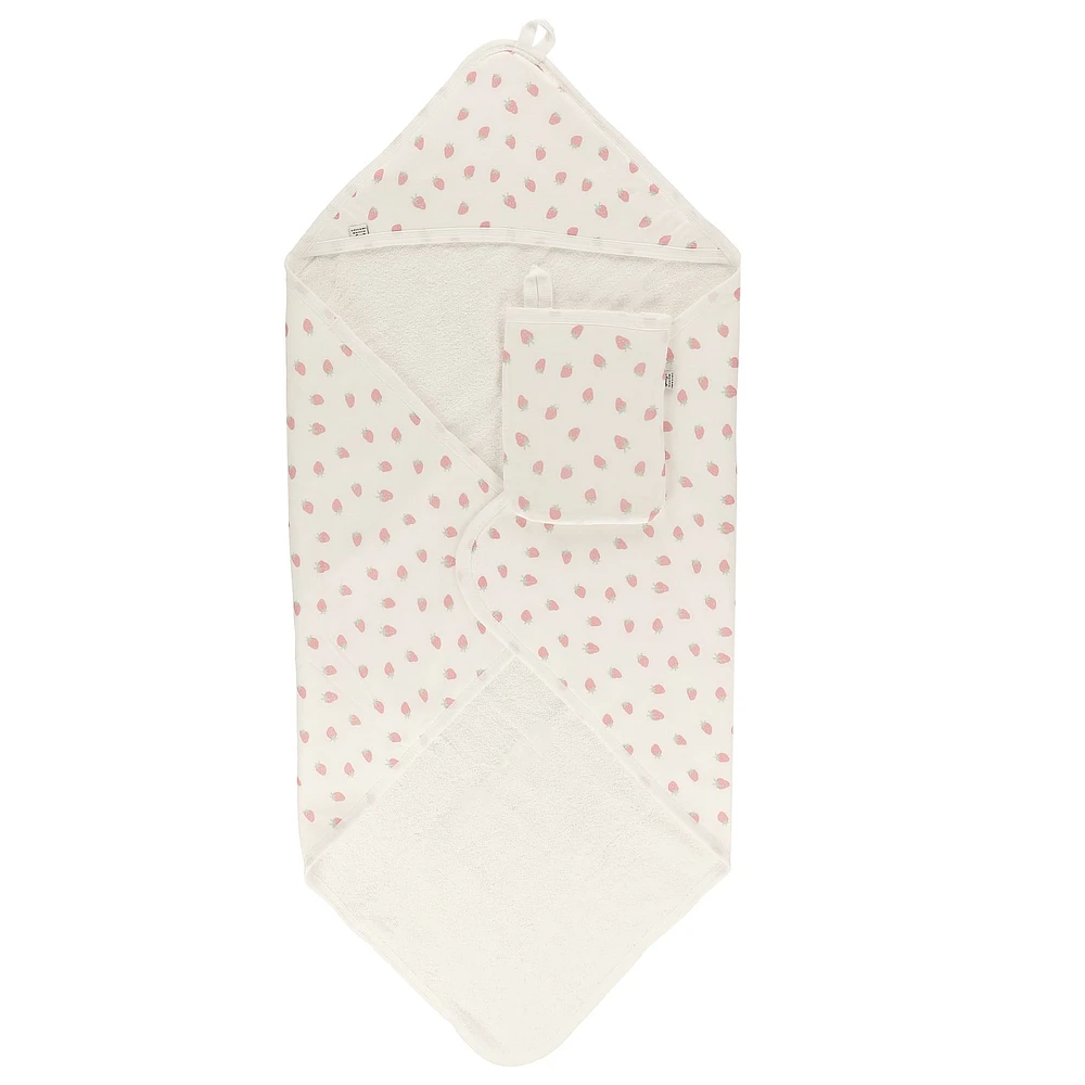 Serviette de Bain à Capuchon et Gant - Fraises