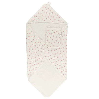 Serviette de Bain à Capuchon et Gant - Fraises