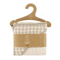 Hooded Bath Towel and Wash Mitt - Plaid
