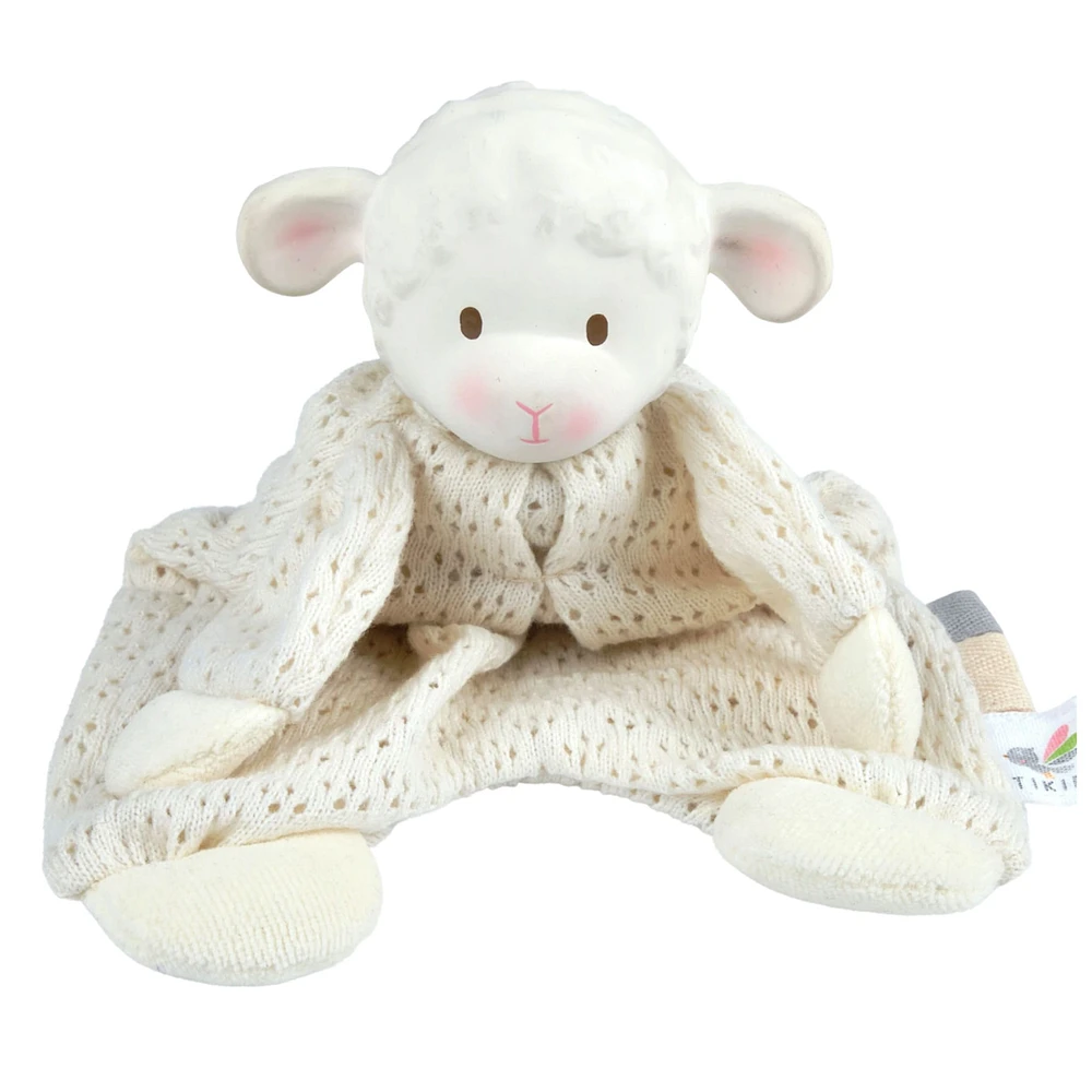 Bahbah the Lamb Baby Lovey with Organic Natural Rubber Teether