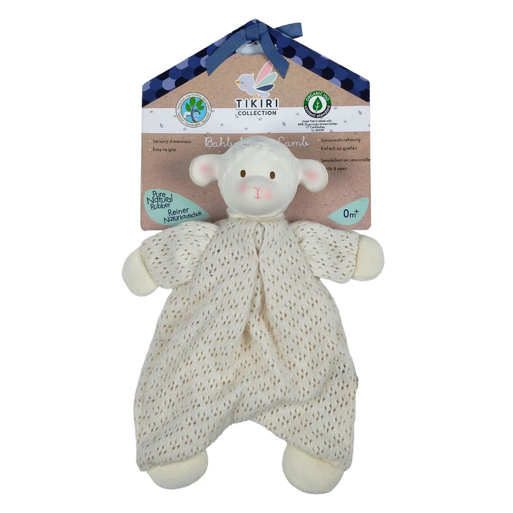 Bahbah the Lamb Baby Lovey with Organic Natural Rubber Teether