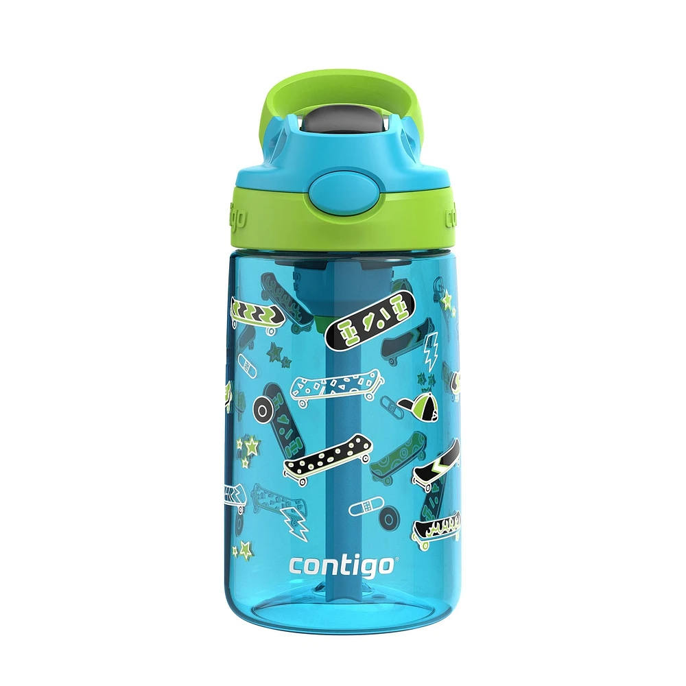 Aubrey Leak-Proof Spill-Proof Water Bottle - Blue Raspberry Lime Skater 14 oz