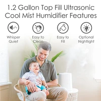Humidificateur Ultrasonique à Vapeur Froide avec diffuseur d’arômes (1,2 gal.)