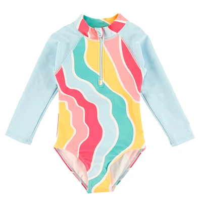 Colored Wave UV Swimsuit 2-12y