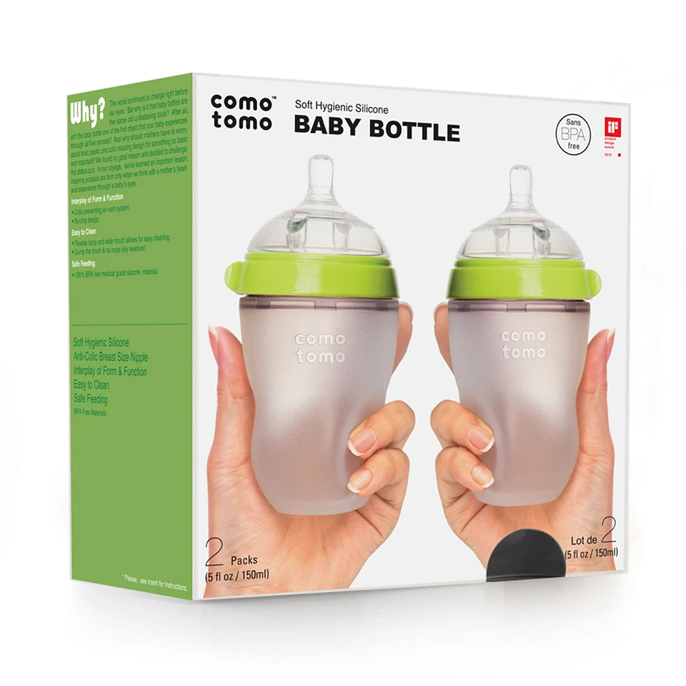 Biberon Souple à Flot Naturel Prévention des Coliques 250ml Ensemble de 2 - Vert