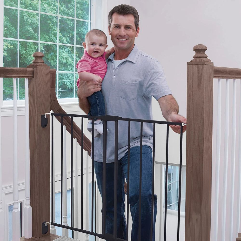 Barrière en métal extensible Haut des escaliers - Noir