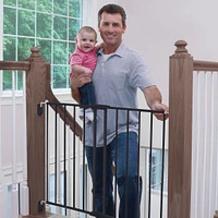 Barrière en métal extensible Haut des escaliers - Noir