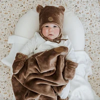 Teddy bear gift box for baby (4 accessories) - Moka 0-6M