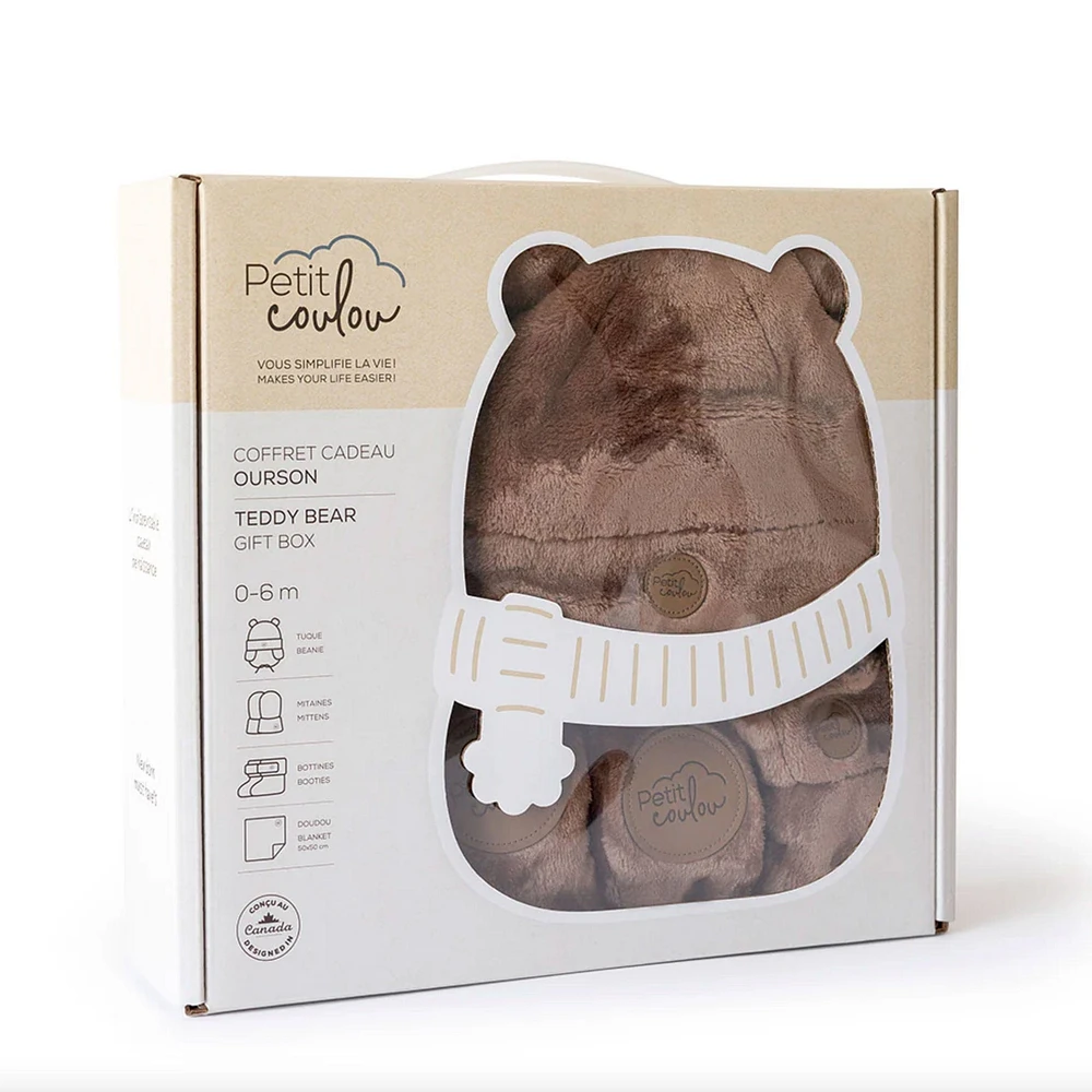 Teddy bear gift box for baby (4 accessories) - Moka 0-6M
