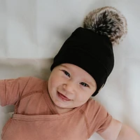 Tuque Pompon 0-6mois - Onyx Noir