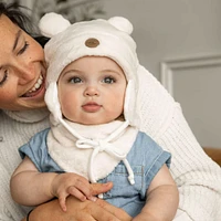 Teddy Bear Hat 6-12M Cream