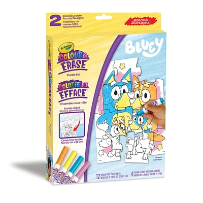 Crayola Colour & Erase Reusable Puzzle Set, Bluey