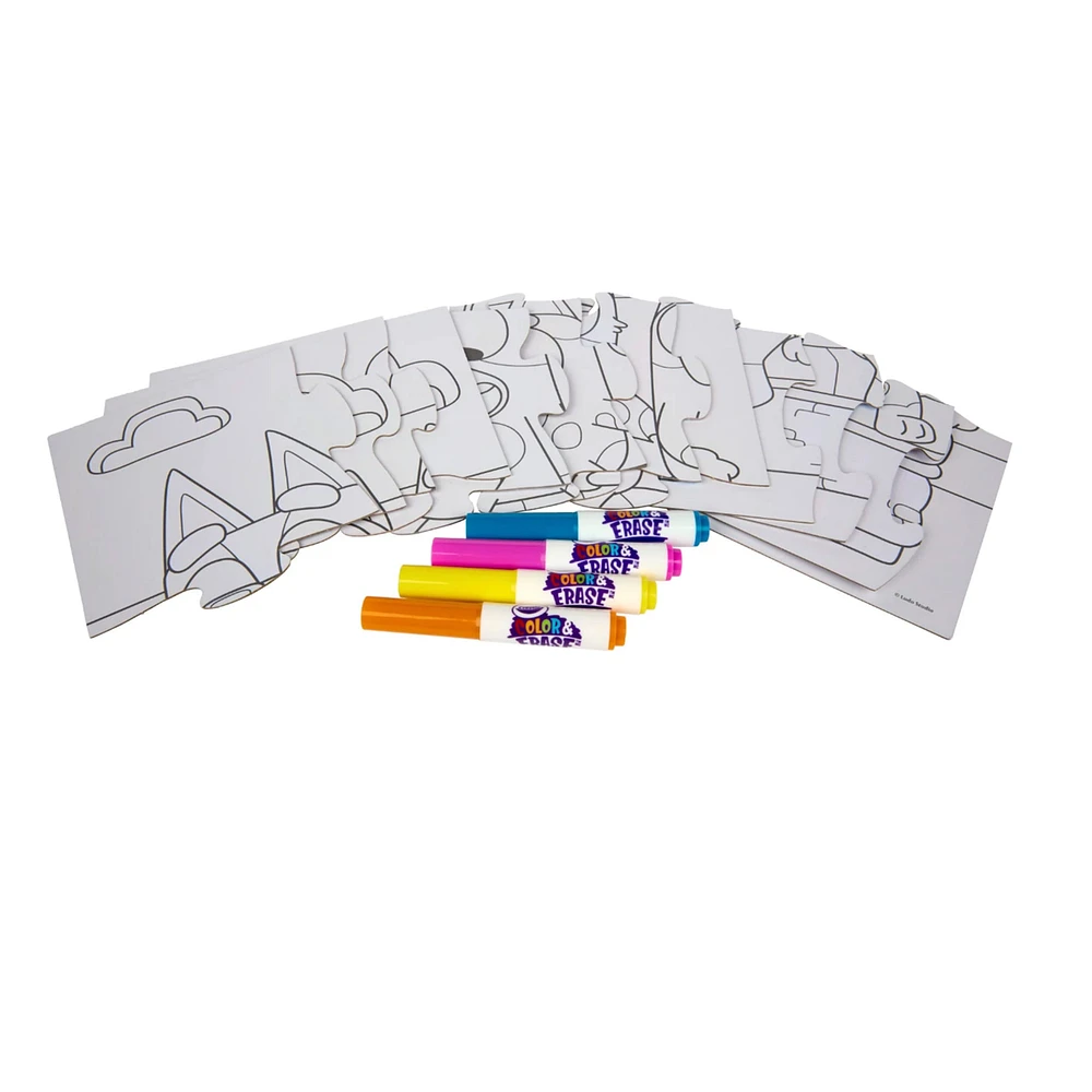 Crayola Colour & Erase Reusable Puzzle Set, Bluey