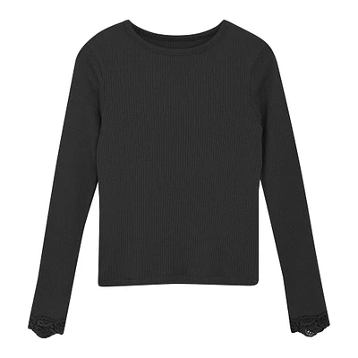 T-shirt Côtelé Dentelle 7-14ans