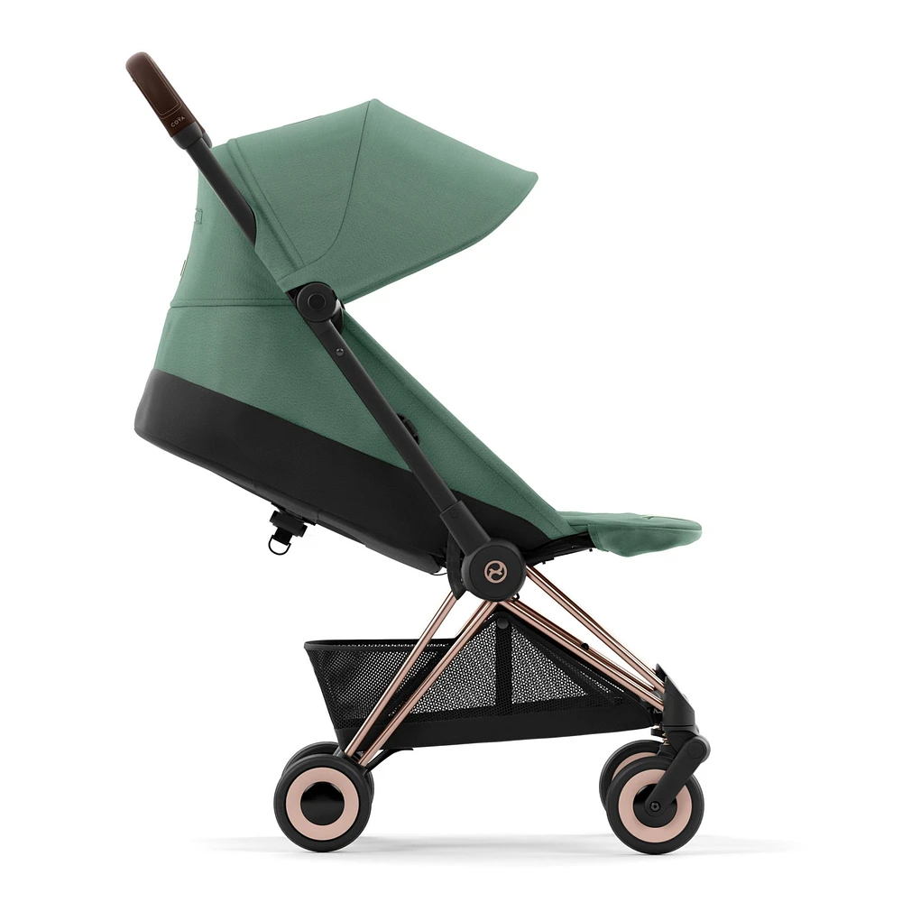 Coya Stroller - Rose Gold Frame with Leaf Green Seat