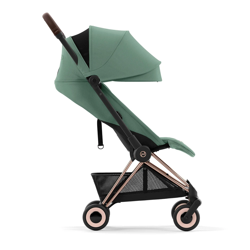 Coya Stroller - Rose Gold Frame with Leaf Green Seat