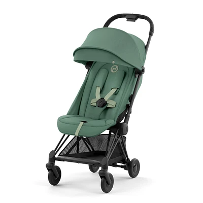 Poussette Coya - Cadre noir mat avec siège vert feuillage