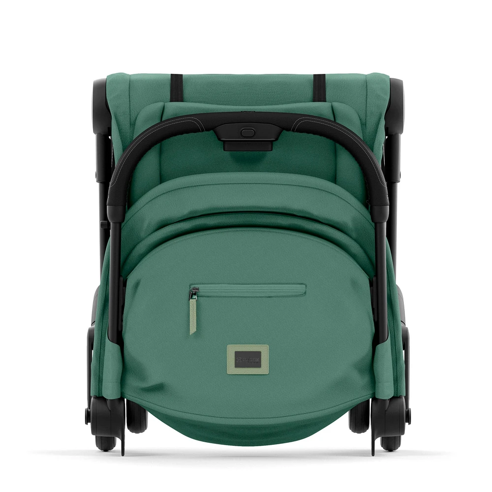 Poussette Coya - Cadre noir mat avec siège vert feuillage