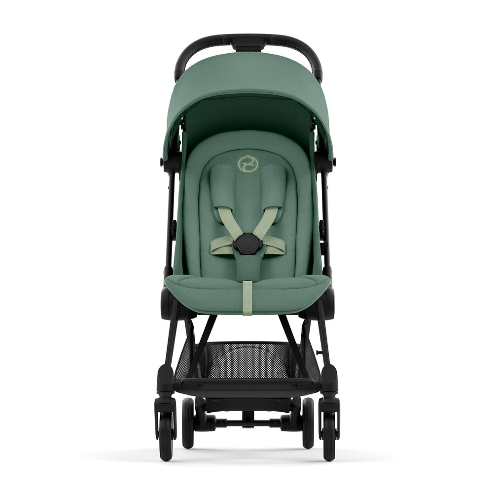 Poussette Coya - Cadre noir mat avec siège vert feuillage